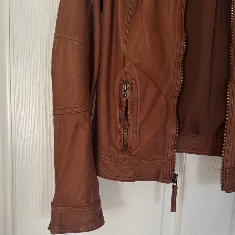 Lucky Brand Tan/Brown Leather Jacket-excellent condition - Picture 4 of 7